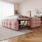 Upholstered Extendable Sofa Bed with Slatted Base, 90/180x190cm, Pink Teddy Velvet