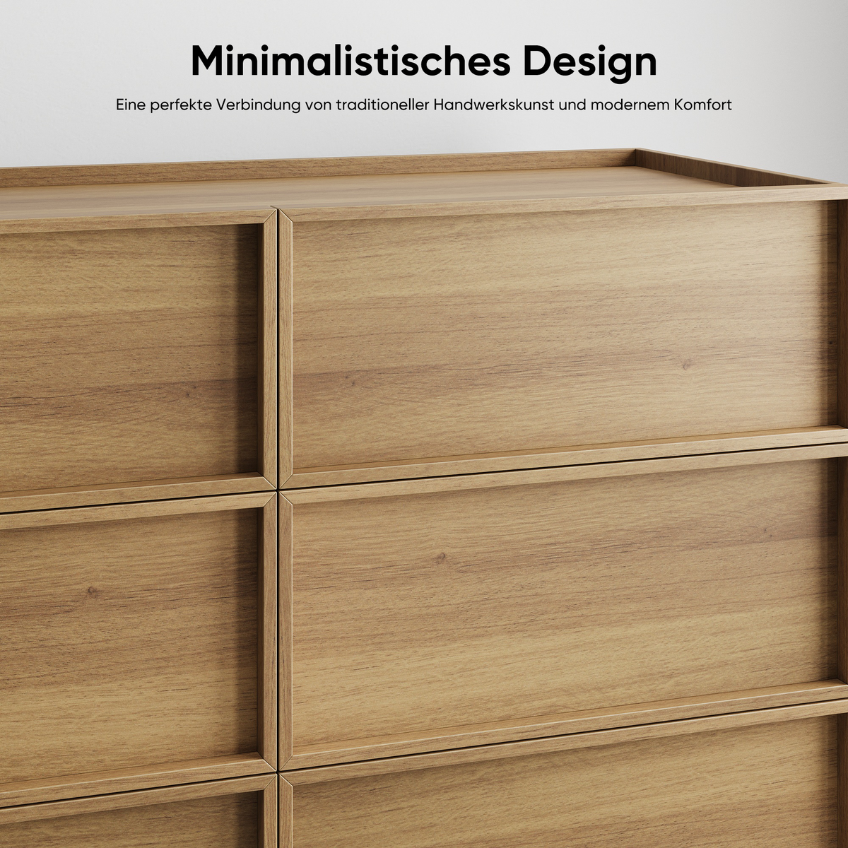 Chest of Drawers with Six Drawers and Modern Storage, 127 x 48 x 80 cm, Oak Color