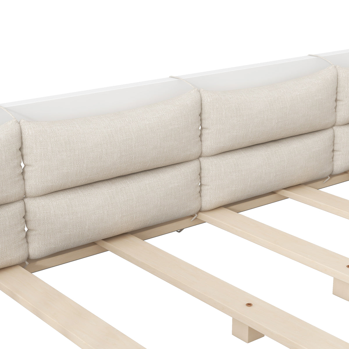 Platform Bed with Side Rails & Pillows, 90x200 cm, White
