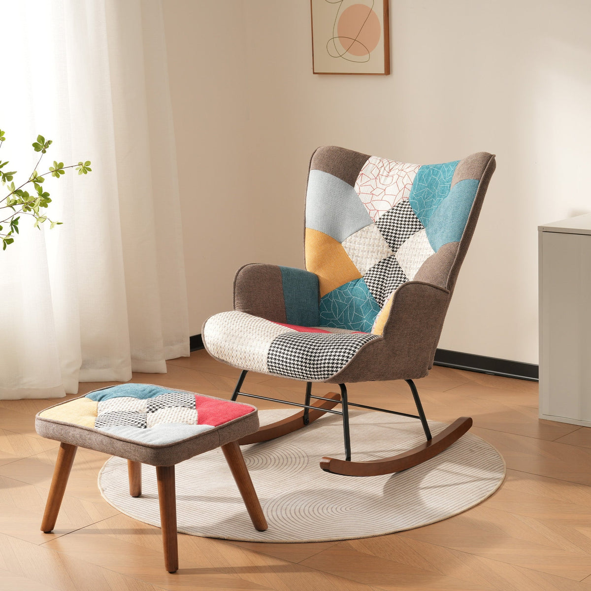 Rocking Chairs, Leisure with Splicing, Footrest