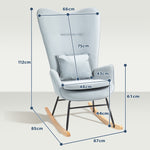 Rocking Chair, Armrests, Velvet Look, Light Grey