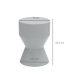 Ceramic Stool, Hourglass Shape, Weatherproof, Light Grey