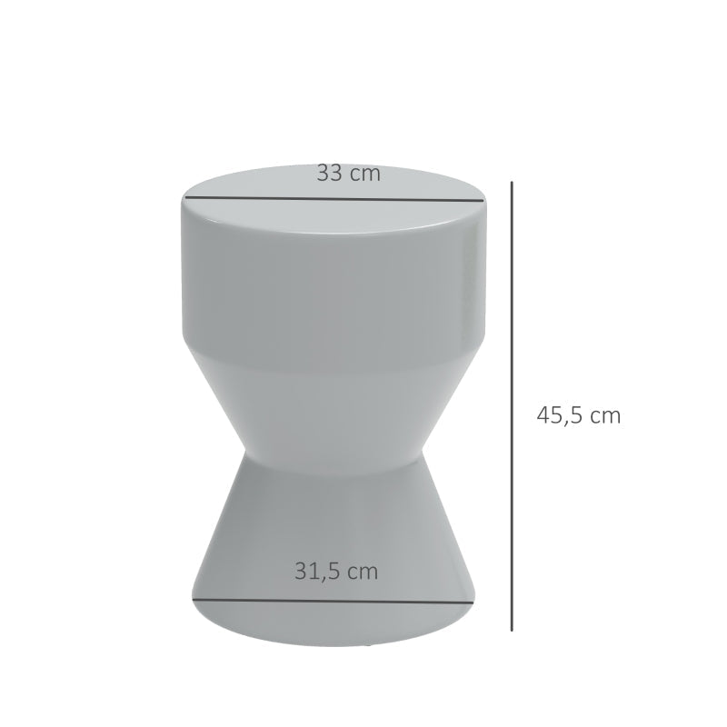 Ceramic Stool, Hourglass Shape, Weatherproof, Light Grey
