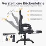 Gaming Chair Ergonomic Racing High-Back Swivel Adjustable Footrest Headrest Lumbar Support Leather Black