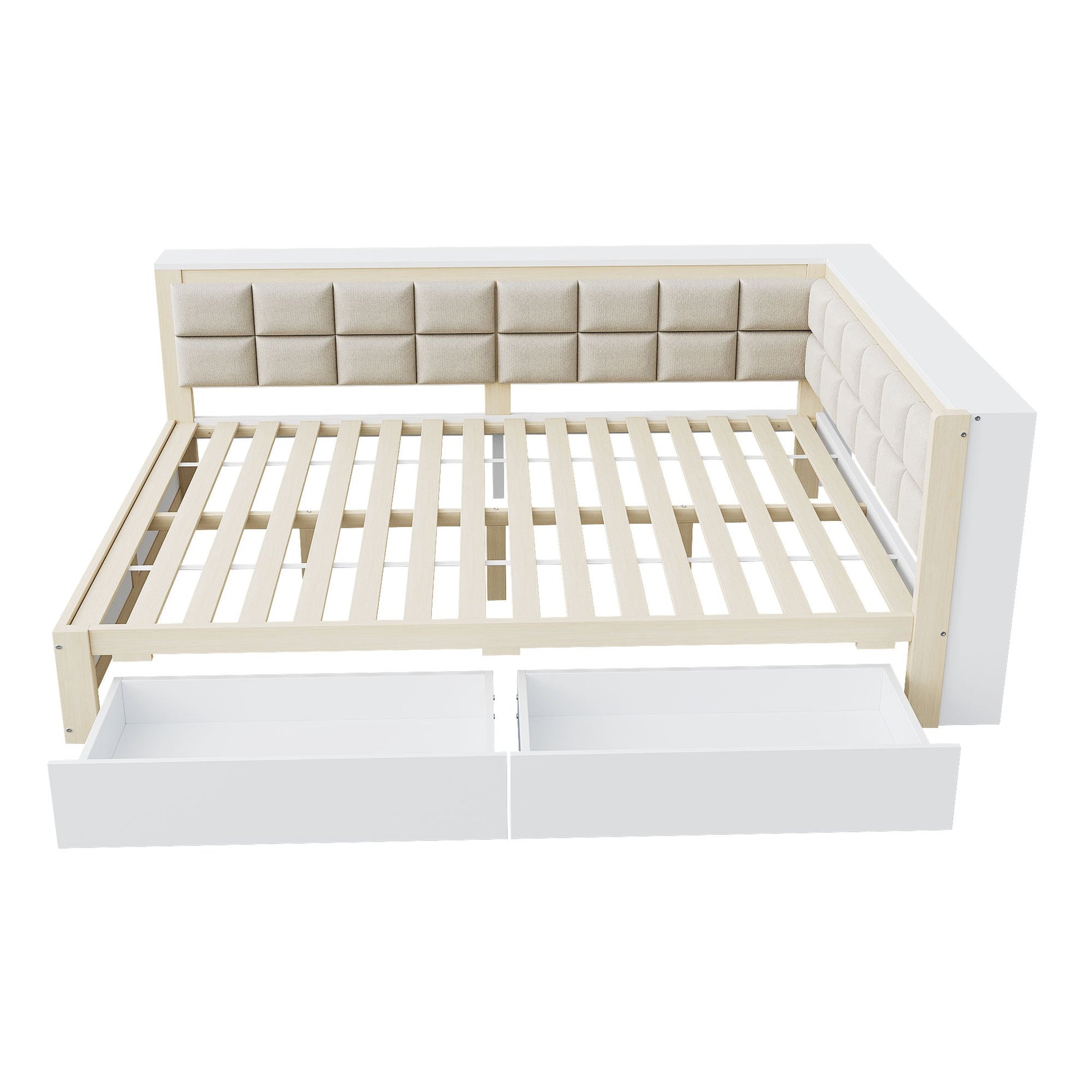 Sofa Wooden Bed, 140x200 Multifunctional with Storage Drawer, Pine Wood