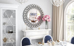 Wall Mirror, Round Crystal Accent 34 inch