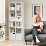Bookshelf 6-Tier Adjustable Drawer Cabinet White