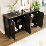 Sideboard, Minimalist with Flexible Storage, Gold Handles & Adjustable Dividers, Black