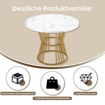 Kitchen Table Modern Marble Sturdy Metal Frame White/Gold