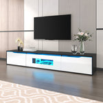 TV Cabinet High-Gloss 180cm Wall-Mounted LED USB - Black/White