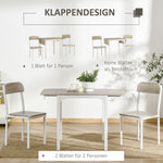 Dining Set, 3-Piece with Folding Table & 2 Chairs, Steel MDF, Natural White