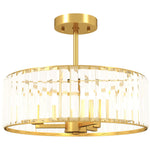 Ceiling Lamp, Chandelier Design, Crystal Shade, 3 Bulbs, Gold Metal