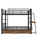 Bunk Bed 90x200cm with Desk, LED & Storage Drawers, Metal