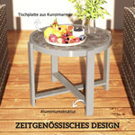Side Table, Round Weatherproof Balcony, Aluminum Gray