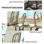 Rattan Rocking Chair Set, 3-Piece with Coffee Table & Cushions for Patio/Balcony