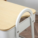 Kitchen Trolley 3-Tier Rolling Cart, Metal Steel White