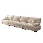 Modular Corner Sofa, 4-Seater Deep Seat Sleeper, Light Brown Chenille
