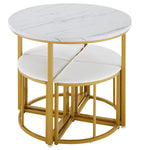 Dining Table Set with 4 Chairs, Modern Luxury MDF Gilded Iron Velvet, White