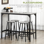 Bar Table with Stool Set, 5-Piece Industrial Design, Metal, Gray