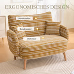 Modern Two-Seater Sofa with Armrest Cushions and Storage Bag, Loop Fabric
