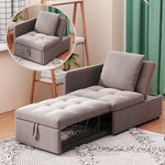 Upholstered Sofa Bed 3-in-1 Multifunctional Adjustable Daybed, Linen Fabric