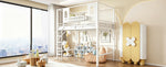 Children's Loft Bed 90x200 cm with Roof Design, White Metal