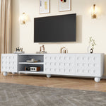 TV Cabinet Lowboard 200cm 3-Door Printed Design - White