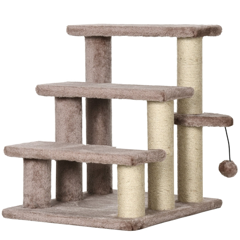 Cat Tree, 3 Steps Play Ball, Brown