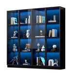 Glass Display Case, App-Controlled LED Lighting 4-Door Storage Cabinet, Freestanding