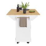 Kitchen Island Extendable Mobile 2 Doors 3 Drawers Spice Rack - Black/White