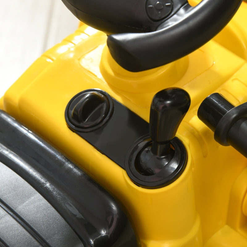 Seat Excavator, Children's Ride-on Car Tractor with Storage and Horn, Yellow and Black