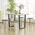 Dining Room Stools, Stackable Round Upholstered, Linen Look Grey