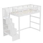 Bunk Bed, 90x200 with Stairs, Loft, Solid Wood, White