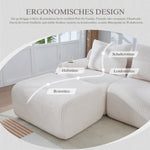 Modular Corduroy Sofa for 2 People with Ottomans, Cup Holder and Side Pocket, Beige