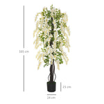 Artificial Plant White Wisteria, 165cm, Potted, Plastic