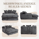 Sofa Bed, Cloud Couch with 3 Soft Pillows, Single Seat, Dark Grey Corduroy