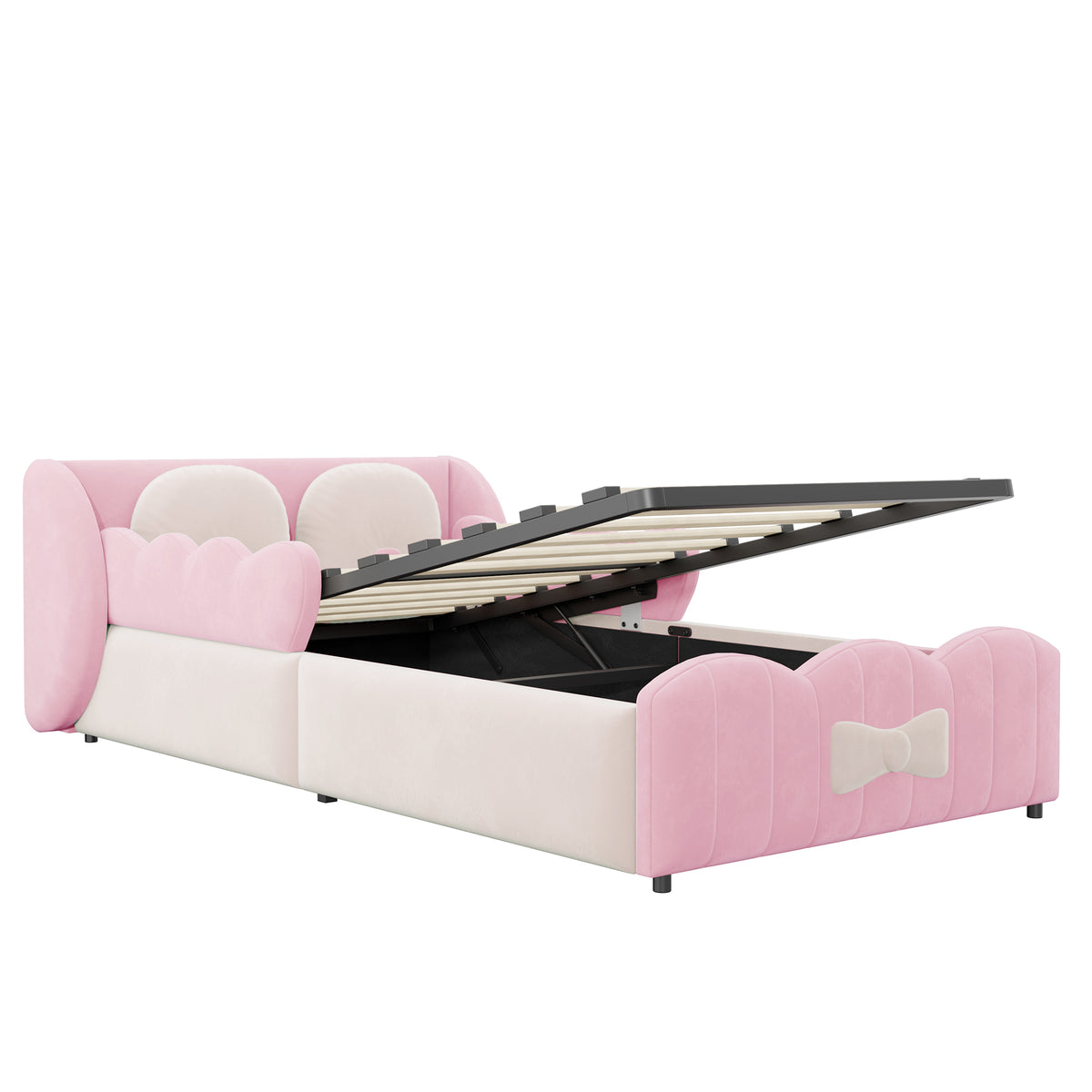 Children's Upholstered Bed 90x200 Hydraulic Storage, Velvet