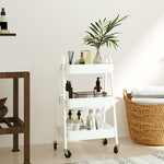 Serving Cart, 3 Levels with Wheels and Brake, White