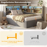 Daybed with Hydraulic Storage, LED and USB, Grey Velvet