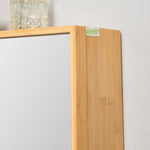 Bathroom Mirror Cabinet Double Door 3 Shelves Wall-Mounted Bamboo Natural