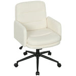 Mobile Office Chair, Armrest, 5 Wheels, Swivel, Fabric, Cream White