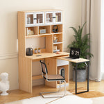 Computer Desk Shelf Cabinet Work Desk 180cm, White Natural