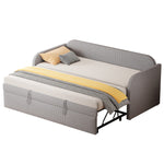 Upholstered Extendable Sofa Bed 90/180x190cm, Light Grey Linen