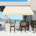 Folding Arm Awning, 300x150cm Height Adjustable Sunshade with Hand Crank, Aluminum Beige