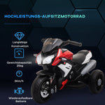 Electric Kids Motorcycle, 3 km/h, Lights & Sounds, Black/Red