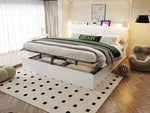 Wooden Flatbed 180x200cm with Hydraulic Storage & USB, White