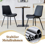 Minimalist Round Table Set 100cm with 4 PU Armchairs - Black Wood Look