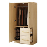 Wardrobe 70x40x135cm Double Door Drawers Storage Wood Color
