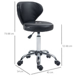 Rolling Stool Massage Stool, 360° Swivel Ergonomic Backrest, Black Faux Leather