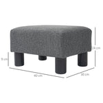 Stool, Modern Footstool Ottoman, Dark Grey Linen-Look